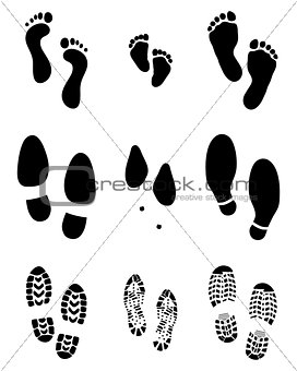 prints of feet and shoes