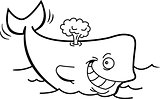 Cartoon Smiling Whale with a Blow Spout