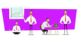 Set of businessmen cartoon character design with different poses.