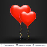 Pair of 3D Heart shaped air balloons.