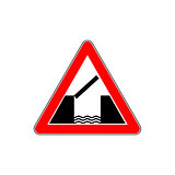 Lifting bridge warning sign icon, flat style