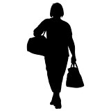 Silhouette of People carrying bag luggage on White Background