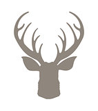 Head deer silhouetted. Reindeer with horns illustration. Deer hipster icon. Hand drawn stylized element design.