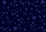 Flower Pattern on Blue Wallpaper