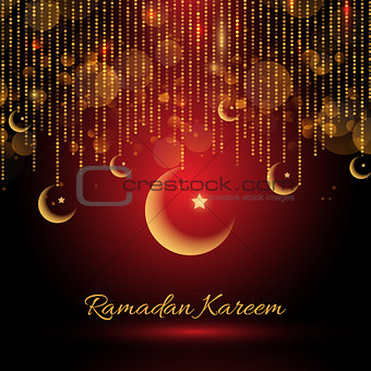 Ramadan Kareem backgroud with hanging crescents