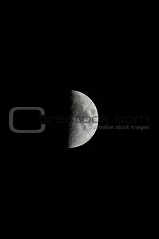 Waxing Moon Portrait with Copy Space