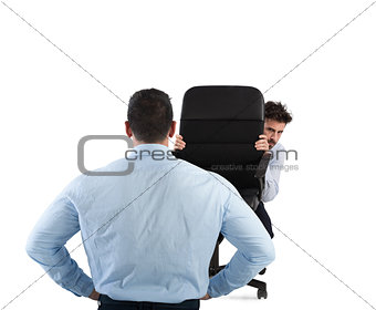 Businessman is afraid of his boss
