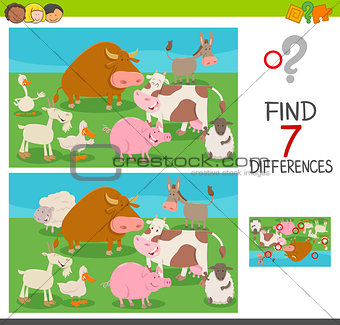 differences game for kids with farm animals