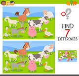 difference game with farm animals group