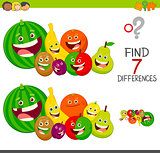 differences game with fruit characters