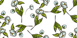 Seamless floral hand drawn pattern. Sketched flower print in soft colors - vector background.