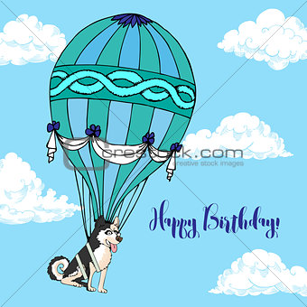 Background with dog and air balloon