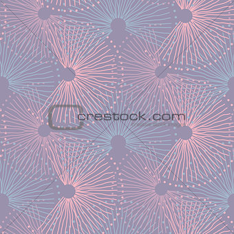 Abstract fan seamless vector pastel pink pattern.
