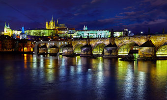 Prague Czech Republic view to Charles Bridge