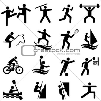 Sports, fitness, activity and exercise icon set