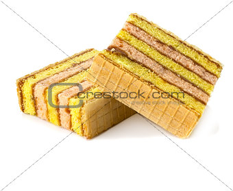 Two beskvitnyh cookies on a white background