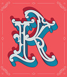 Colored vector illustration of capital letter K