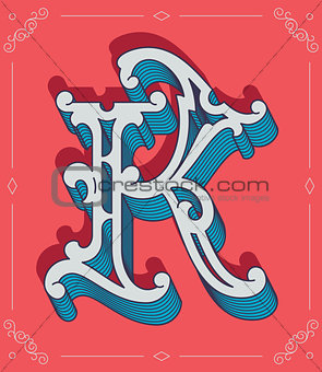 Colored vector illustration of capital letter K