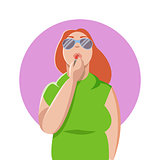 Woman paints her lips. Vector illustration