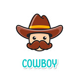Funny cowboy face with hat