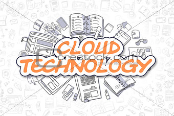 Cloud Technology - Cartoon Orange Word. Business Concept.