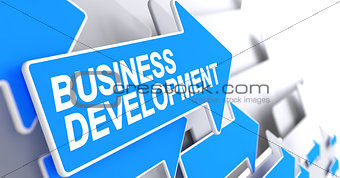 Business Development - Inscription on the Blue Pointer. 3D.
