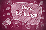 Data Exchange - Doodle Illustration on Red Chalkboard.