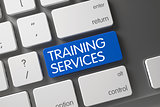 Blue Training Services Key on Keyboard. 3d