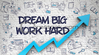 Dream Big Work Hard Drawn on Brick Wall. 3d