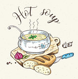 Fresh hot soup and bread