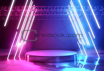 Neon Lighting And Platform Stage