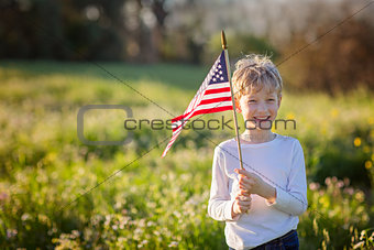 boy with american flag