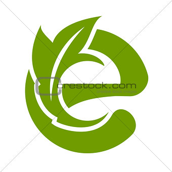 Logo e letter with leaves