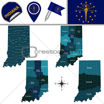 Map of Indiana with Regions