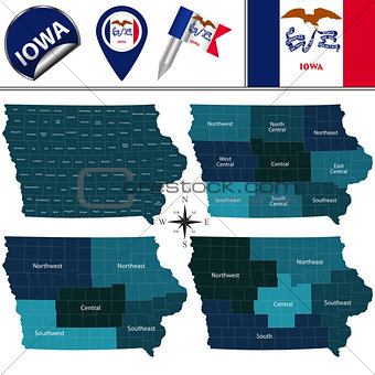 Map of Iowa with Regions