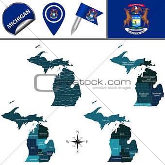 Map of Michigan with Regions
