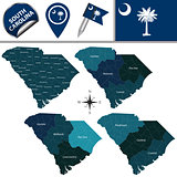 Map of South Carolina with Regions