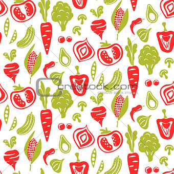 Seamless food pattern vector background.