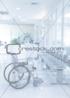 Abstract blurred of wheelchair in hospital