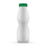 Plastic blank  bottle with green screw cap for dairy products.