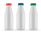 Blank milk or yoghurt white bottle with screw cap vector templa