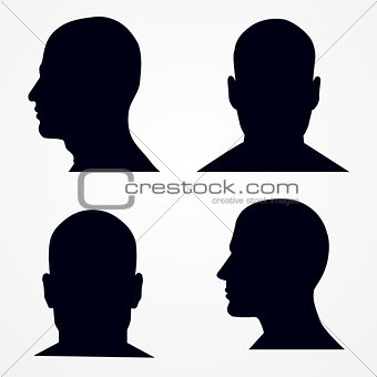 Silhouette of a mans head solated.