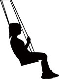 a girl on swing, silhouette vector