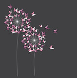 Abstract Paper Cut Out Butterfly Flower Background. Vector Illustration