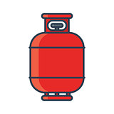 Flammable gas tank icon. Propane, butane, methane gas tank. Flat line vector illustration