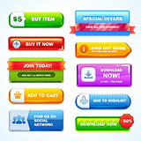 Colorful set of buttons for website or app.