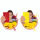 Stickers with referee holding cards