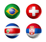 Russia football 2018 group E flags on soccer balls