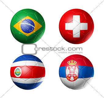 Russia football 2018 group E flags on soccer balls