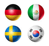 Russia football 2018 group F flags on soccer balls
